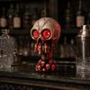 Escape Room Skull Prop Halloween Ornament, with Red LED Eyes Horror Light, Durable Creepy Decoration Resin Decoration, for Haunted Houses Bars