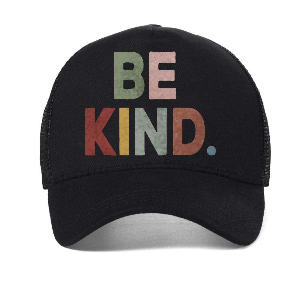 Кепка с буквенным принтом BE KIND Мужская летняя Сетчатая шляпа для улицы Повседневная спортивная кепка Регулируемая Дышащая Snapback кепки
