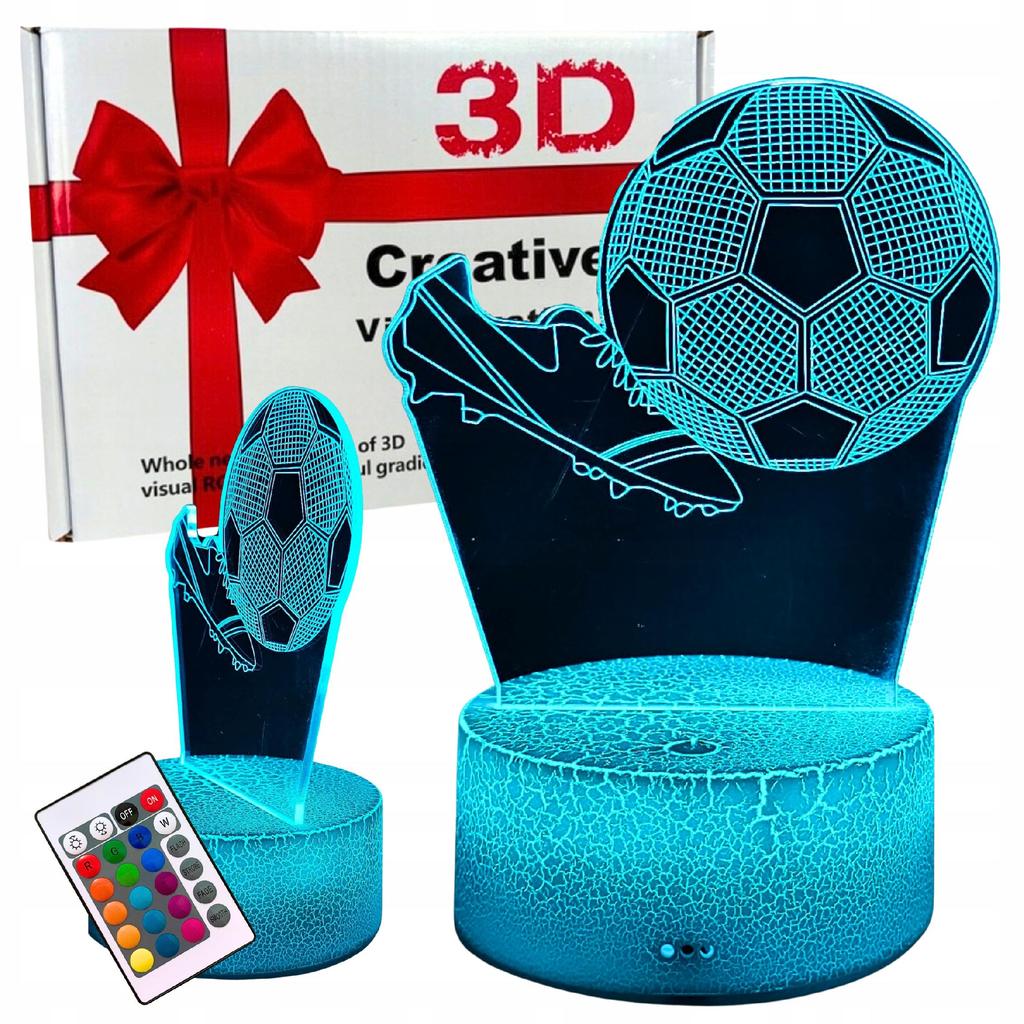 Night Desk Lamp For Children Soccer Football Cleats 3D Illuminated + Remote Control