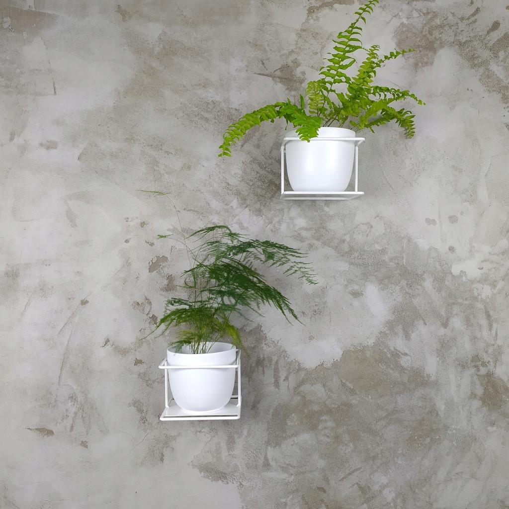 White Metal Wall Flower Stand, Flowerpot Hanger, Modern Plant Holder