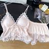 1011 new pajamas women's summer ice silk sexy lace suspender shorts set high-end pure loungewear