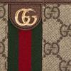 Gucci Ophidia Пресбиопия Логотип Полосатый Плетеный Холст Кожаный Патч Держатель для карт Держатель для карт Унисекс Стиль для пары Эбеновое дерево/Коричневый