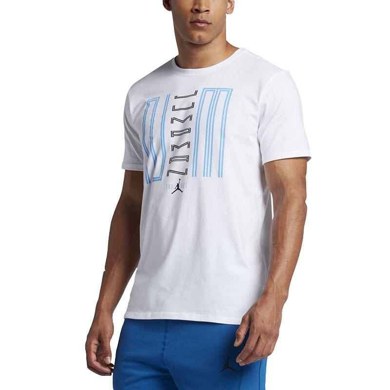 Jordan T Shirts Men's White Crew Neck Moderate Straight Fit 844283-100