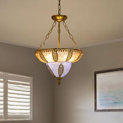 Винтажный подвесной светильник из витражного стекла, 24,8 дюйма в ширину, многоцветный потолочный светильник в стиле Тиффани, регулируемая подвесная цепь и патрон E26