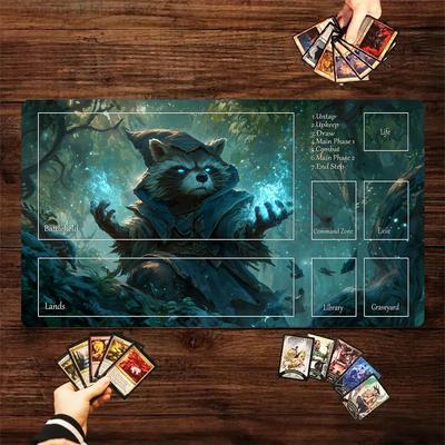 Magic Card Playmat MTG Playmat Rabbit Archer Raccoon Mouse Mat Antislip Durable Stitched Edge XCM Desk Mat Tapete Magic Mtg