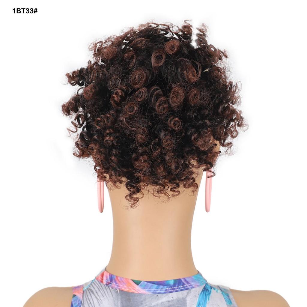 Африканский кудрявый пучок-бублик шиньон резинка обертка афро пуф черный синтетический парик для женщин для ежедневного использования