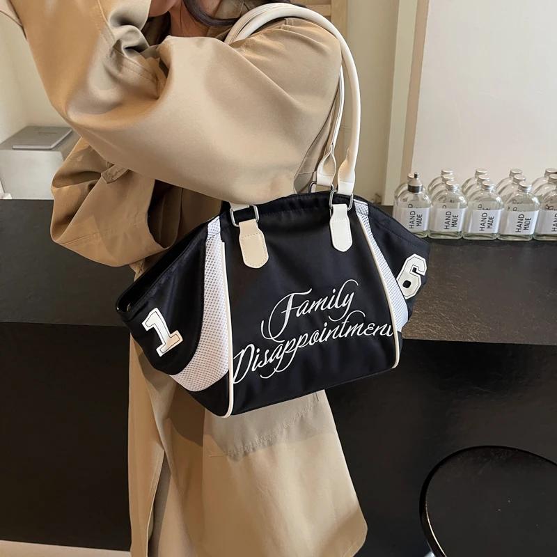 Нейлоновая ткань большой вместимости, универсальная контрастная сумка-письмо, классическая женская сумка для отдыха высокого качества