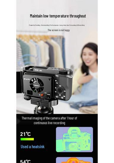 Охлаждающий радиатор для прямой трансляции - Совместим с камерами Sony A7M4, A7C, ZVE1/10 и a6700