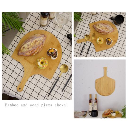 Бамбуковая кожура для пиццы, деревянная длинная ручка с антипригарным покрытием, пищевая подвесная лопатка для пиццы, разделочная доска, овощной торт, сервировочный поднос для десерта, кухонные принадлежности