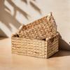 Woven Storage Box with Handle Kitchen Sundry Organizer Laundry Basket Rectangular Closet Organizer Kitchen Organizer Picnic Bask