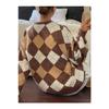 Women's Square Patterned Tile Crew Neck Knitwear Sweater