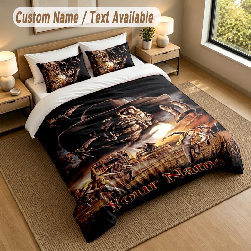 3Pcs Bedding Set Custom Name Text, 1 Sheet 2 Pillowcases Home Bed DecorJeepers Creepers The Creeper