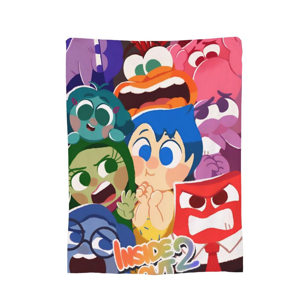 Inside Out Wool Blanket Cartoon Action Comedy Funny Throw Blankets for Sofa Bedding Lounge 125*100cm Rug Piece,