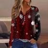 Women's T Shirt Tee  Print Button Long Sleeve Knit Sweater Daily Weekend Fashion Basic V- Neck Regular Top