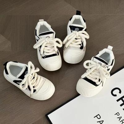 Модная повседневная обувь на толстой подошве для женщин, белая обувь, черно-белая, студенческая, трендовая обувь, мягкая подошва