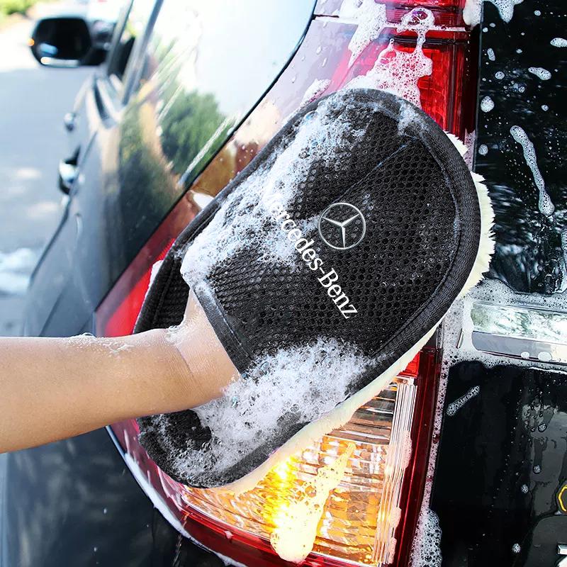 WLX4 For Mercedes Benz W210 W176 AMG CLS CLE CLA GLA GLB GLS Class A GLE W222 Car Plush Cleaning Gloves Thickening Wool Wash Towel