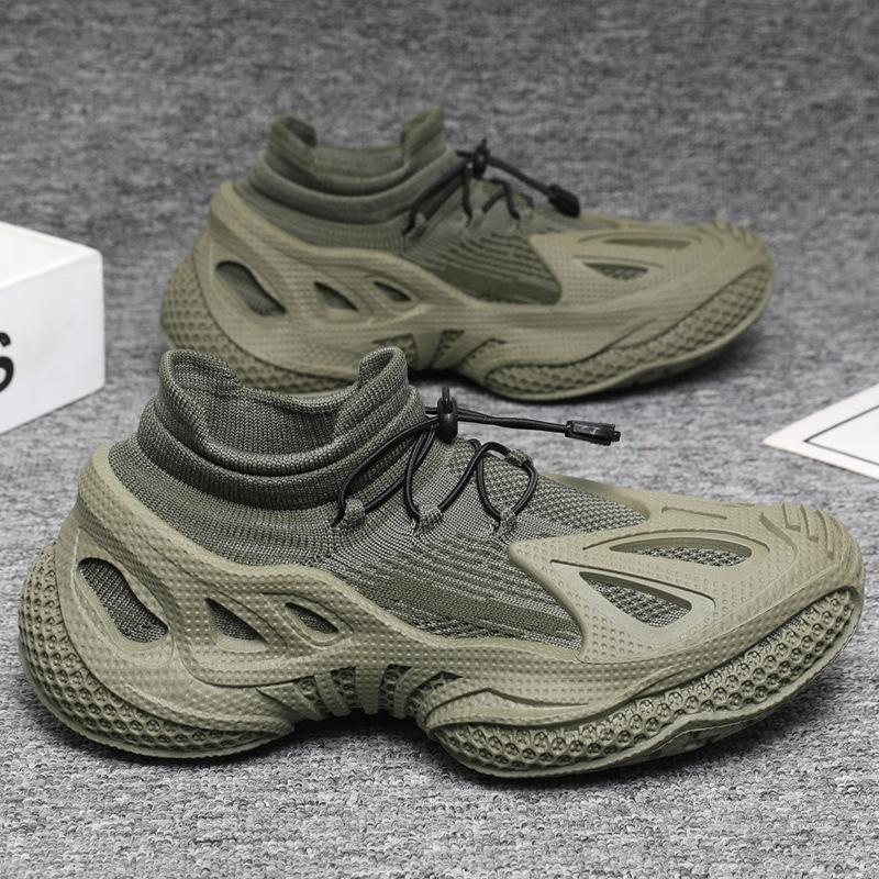 Мужская обувь осень новая мода универсальная мужская спортивная повседневная обувь эластичная вязаная дышащая обувь для пап