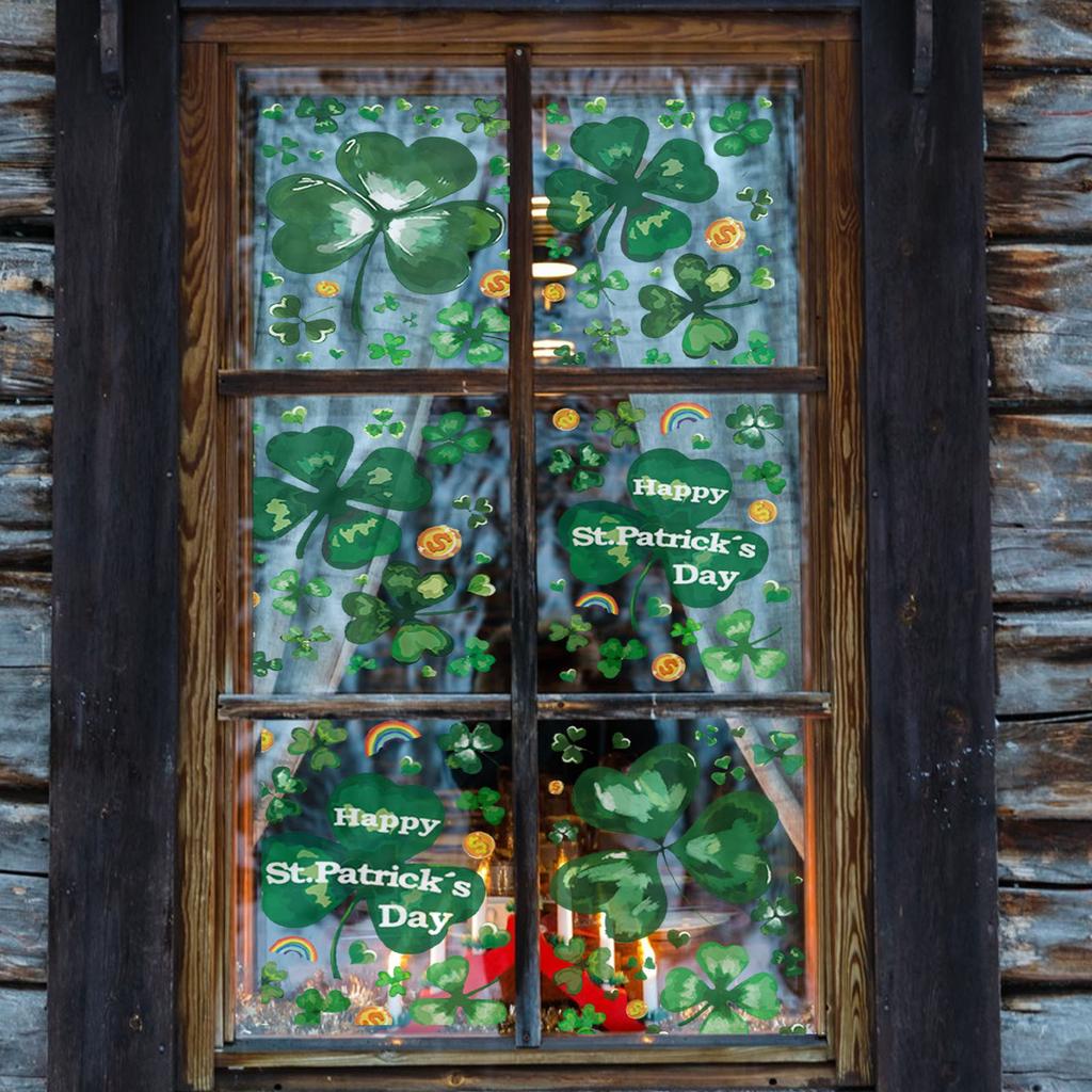 Новая ул.. Статические наклейки на оконные стекла ко Дню Святого Патрика. Украшения ко Дню Святого Патрика, набор St.. Макет зеленой атмосферы ко Дню Святого Патрика