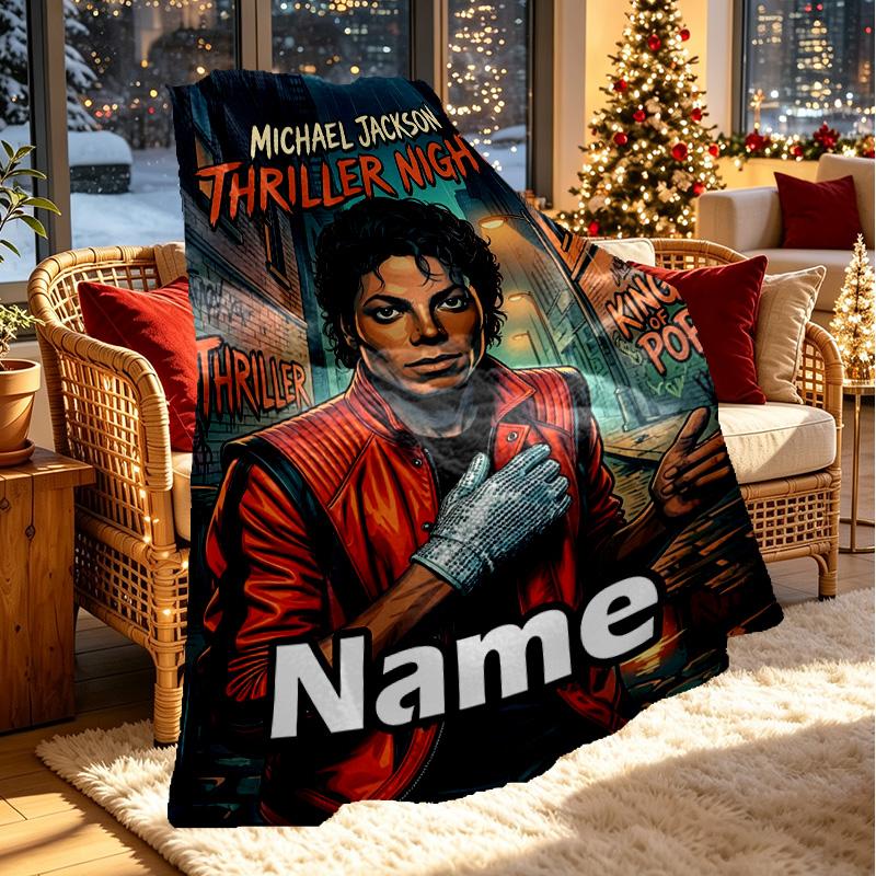 Custom Name Personalized Michael Jackson Print Blanket, Home Decor, Bedroom, Sofa, Camping, Couch, Gifts for Birthday ChristmasEnthusiasts