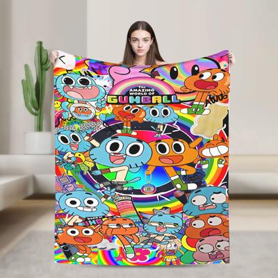 The Amazing World Of Gumball Flannel Blanket Soft Throw Blanket for Couch Chair Camping Aesthetic Bedspread Sofa Bed Cover