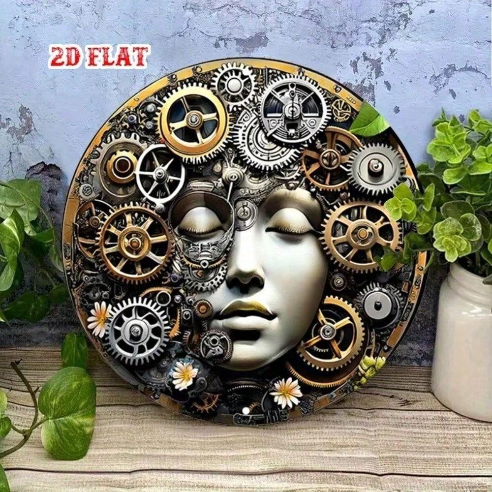 Винтажное 3D металлическое настенное искусство в стиле стимпанк, Ретро цветок-шестеренка для гостиной