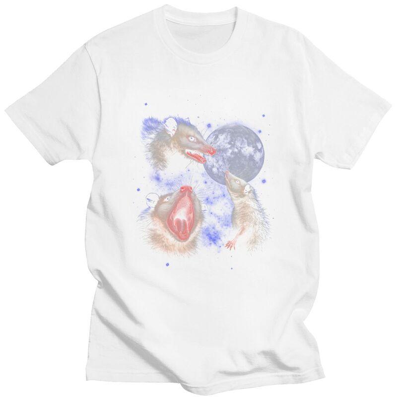 Mens Funny Opossum Howling At Full Moon T Shirts Round Neck Short Sleeve 100 Cotton TShirt Casual Streetwear Clothes