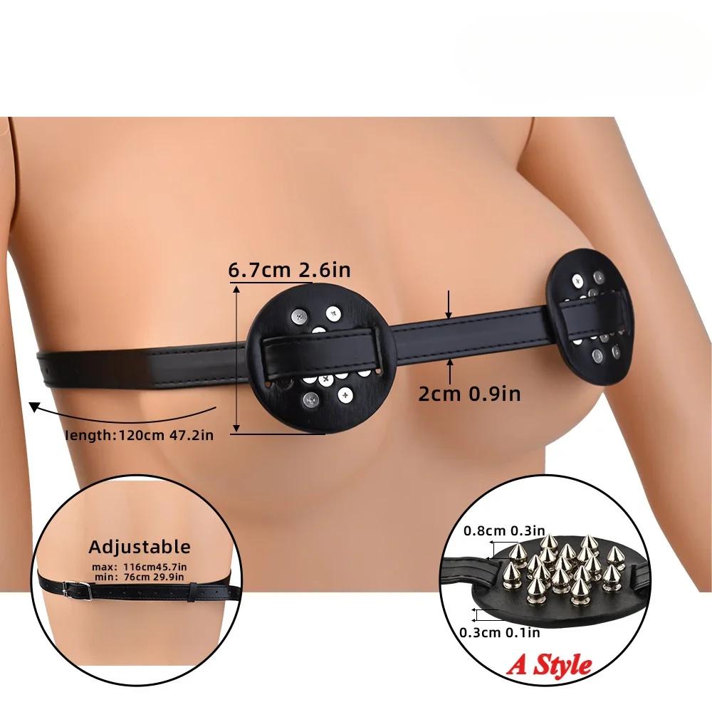 Бра-портупея, нагрудные ремни, зажимы для сосков, шипованный бандаж для груди, кожаные наручники для пары, секс-игрушки для женщин и мужчин