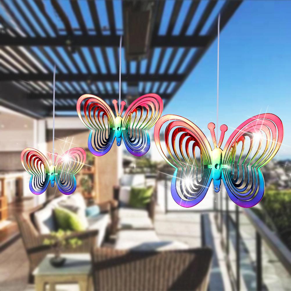 Wind Chimes Plastic Butterfly Reflective Rotating Windmill Decoration for Hanging Bring Happiness Outdoor Garden