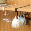 6 Hook Kitchen Coffee Cup Holder Adhesive Punch-Free Storage Rack for Efficient Shelf or Food Storage Cabinet