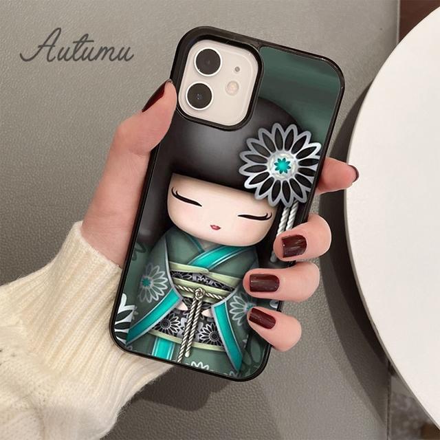 Кавайный чехол для телефона Кокеши для iPhone 11 12 13 14 Pro Max mini X XR XS SE 2020 SE 6S 7 8 Plus Samsung Galaxy S21 S22 Чехол-накладка