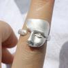 Adjustable Opening Ring Retro Alien Masque Ring Silver Color Matt Knuckle Ring Adult Party Club Jewelry