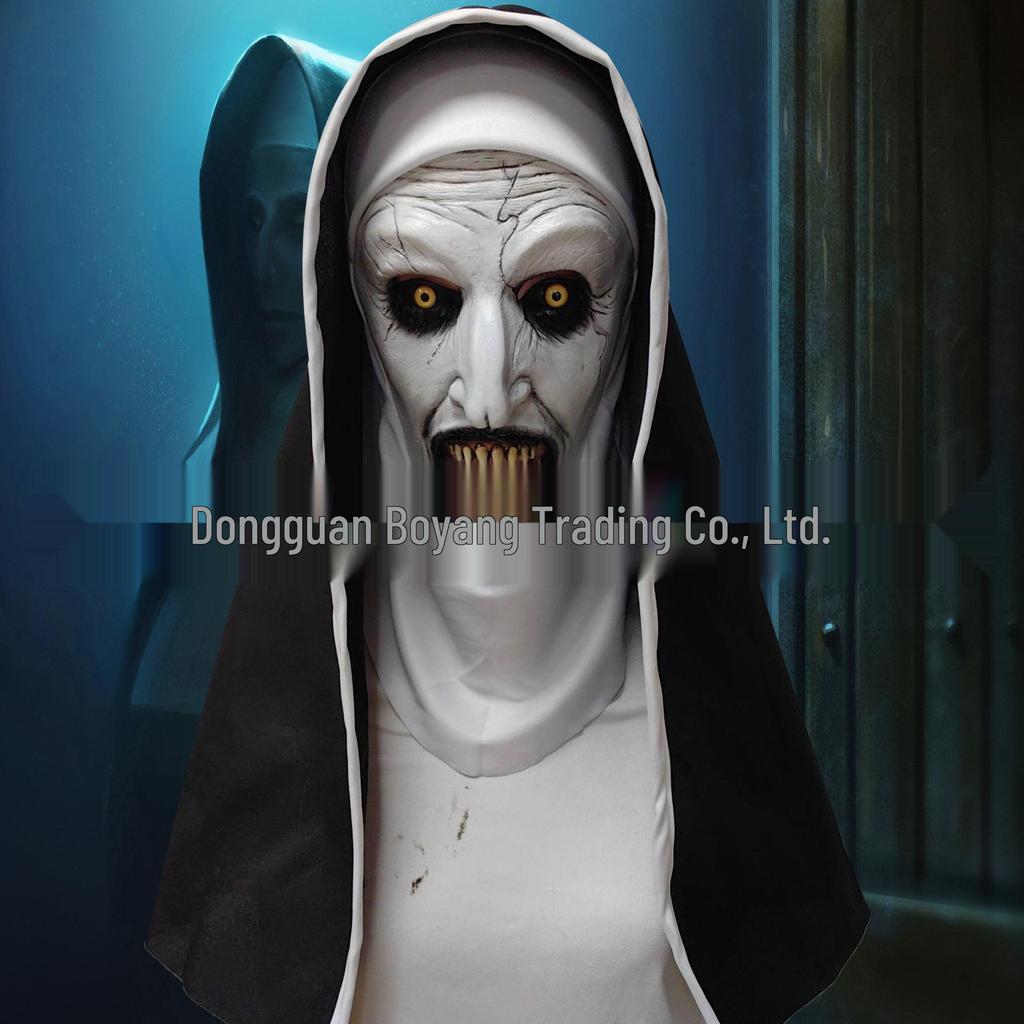 Маска и головной убор страшной монахини на Хэллоуин из латекса