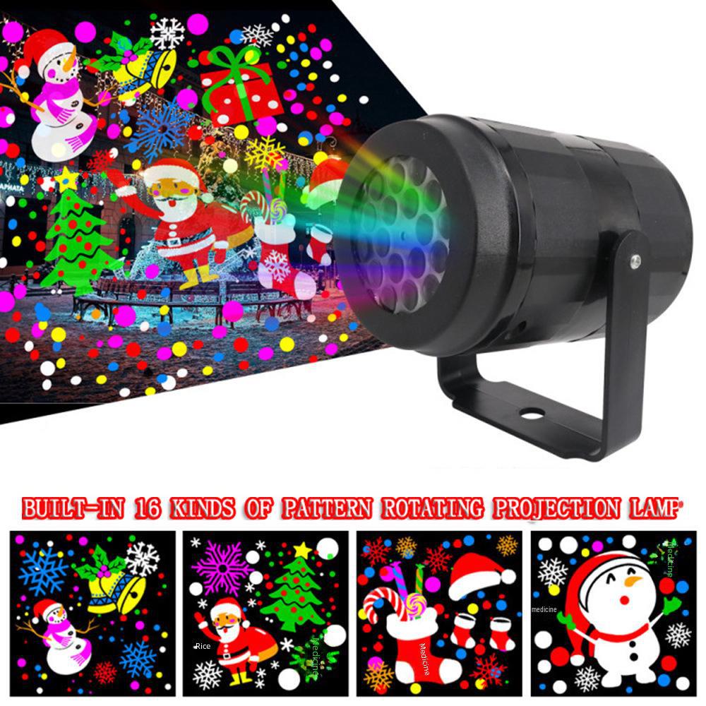 Cross-Border Blizzard 16-Print Christmas & Halloween проекционная лампа - USB 5V Snowflake Праздничный ночник