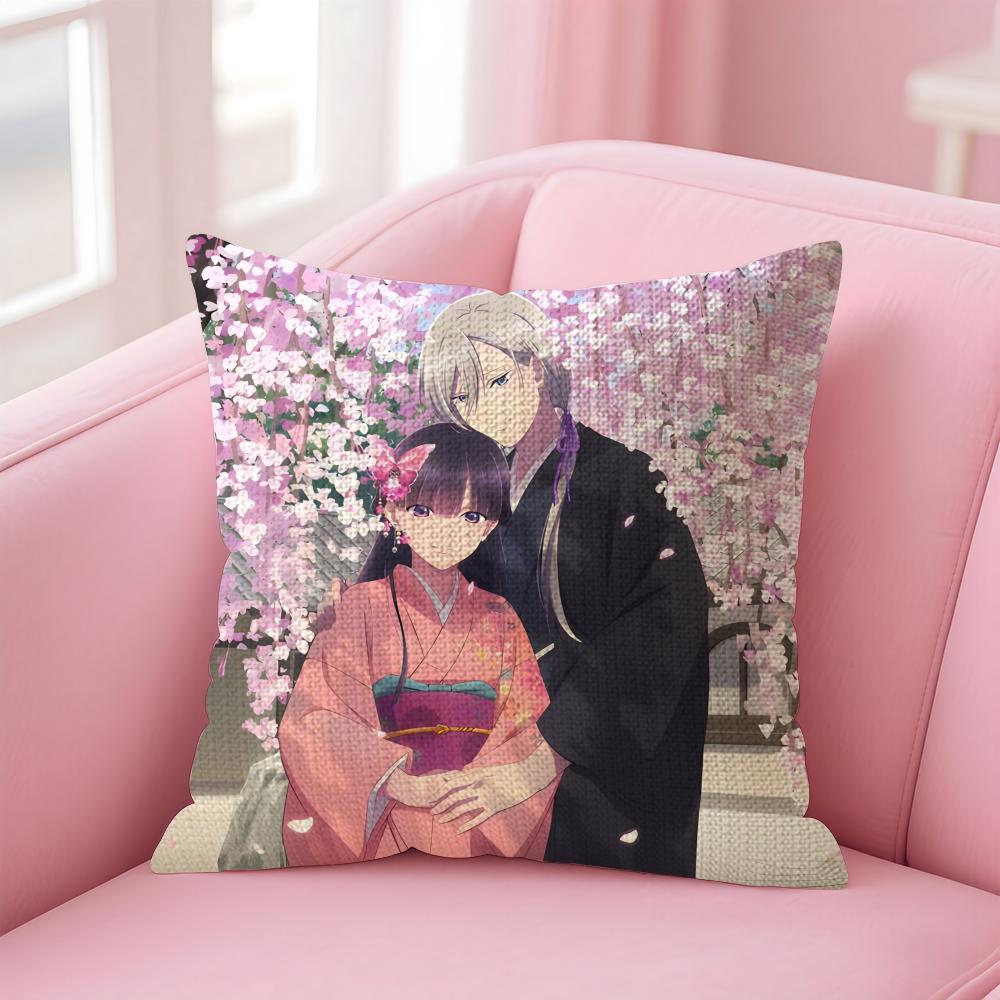 My HHappy MarriageE Anime Cushion Cover Natural Linen Pillow Case DoubleSided Print Decorative Sofa Pillowcase Home Decor Gift