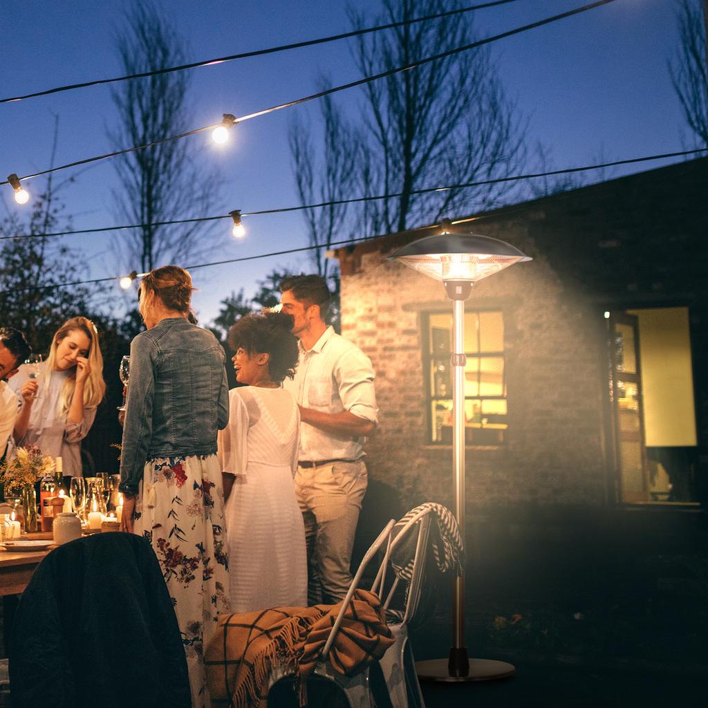 Electric Patio Heater 3000W CO₂-Free Auxiliary Heating 13 m² and IP44 - Freestanding Infrared Heater 3 Heat Settings - Adjustable Height 160 to 200 cm