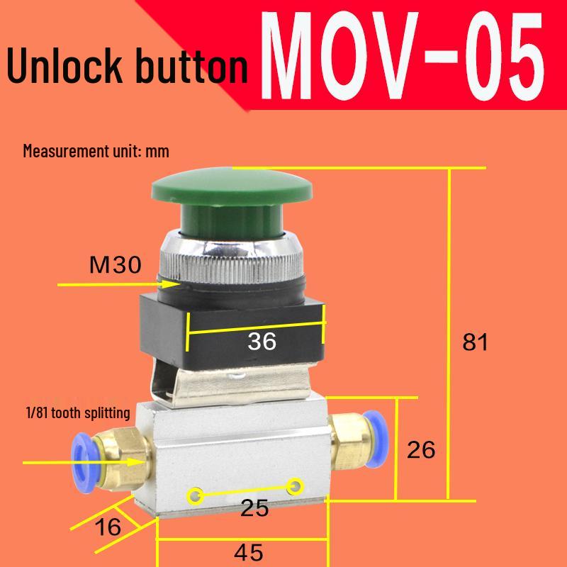 MOV-01-02-03A: Manual Pneumatic Control Valve - Two-Position Three-Way Directional Valve