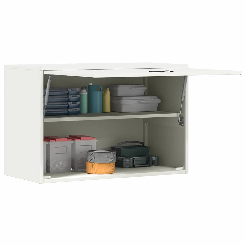 Wall Mounted Garage Cabinet with Gas Spring Door White