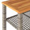 Garden Table Gray 70x38x42 cm Poly Rattan Acacia Wood