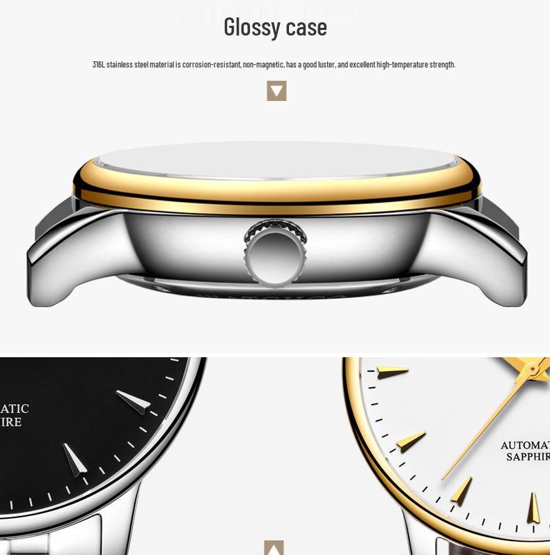 Механические мужские часы высокого класса швейцарского производства со стальным браслетом, двойной датой, водонепроницаемым корпусом - новый оригинальный деловой стиль