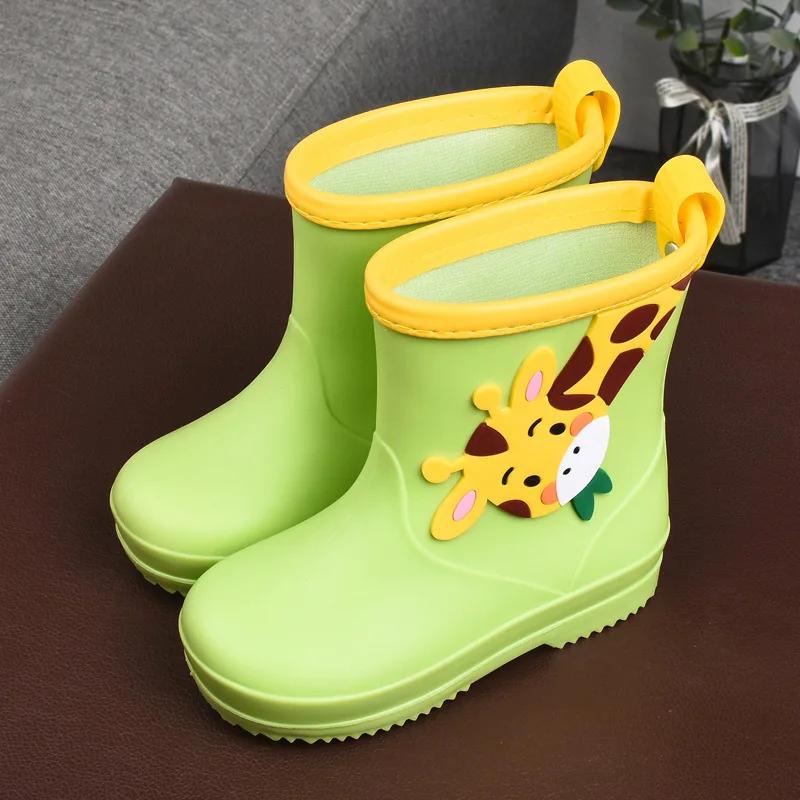Ботинки Bota Girl Shoe Kid Rain Shoes Cute Cartoon Boy Girl Soft Non-Slips Rubber Boots Plush warm Kids Rain Shoes PVC Waterproof Water Boots