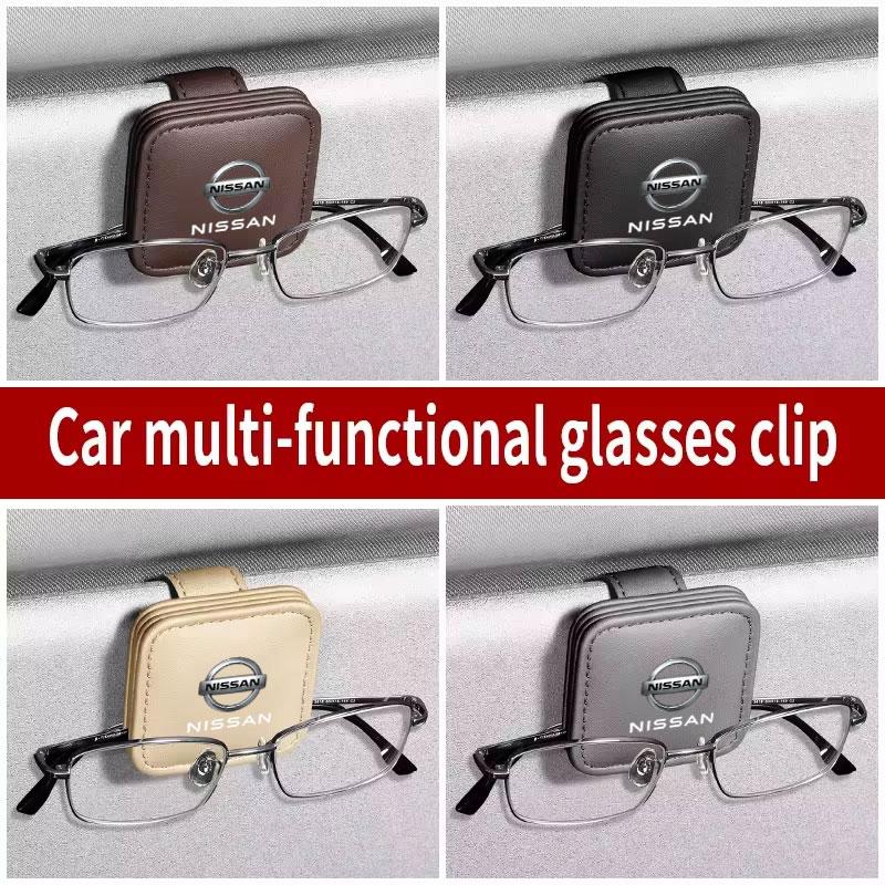 AUW3 Visor Sunglasses Holder Clip Eyeglass Holder For Nissan Qashqai Sylphy Tiida Altima Teana X-Trail Leaf Juke Sentra Accessories