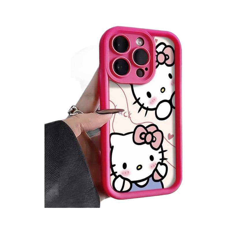 Машущая большая голова Hello Kitty iPhone16promax противоударное приложение Apple 14plus анимация 15 однотонный xr мягкий