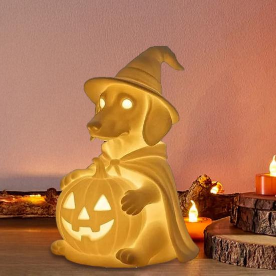 Dog Ghost Lamp Halloween Dachshund Ghost Night Light Desktop LED Puppy Decoration Mantel Bedside Ghost Light Gift for Dog Lovers