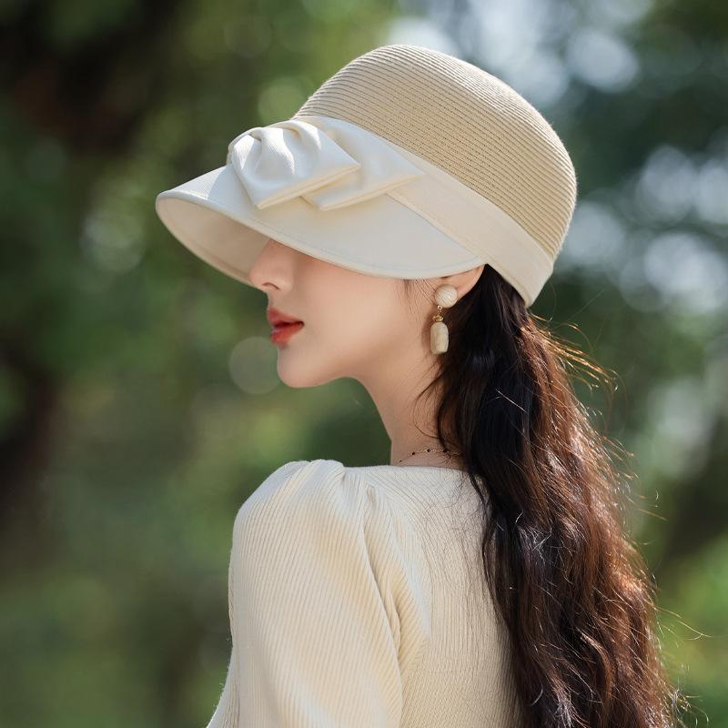 Summer Taizhou Wenling new hat women's high-end Lafite straw hat bow sun hat sun hat