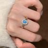Flower Series Turquoise Rings for Women Light Luxury Inlaid Zircon Fashion Charm Creative Ring Couple Style Zircon