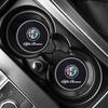 Car Stickers For Alfa Romeo 2Pcs Car Coasters Water Cup Slots Non-Slip Mat Waterproof Drink Pad For Alfa Romeo Giulia Stelvio Gi