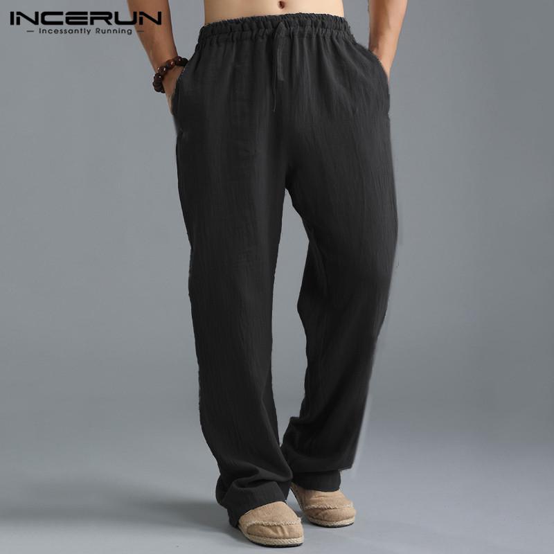 Летние мужские свободные брюки Plus Size из льна. 4 цвета