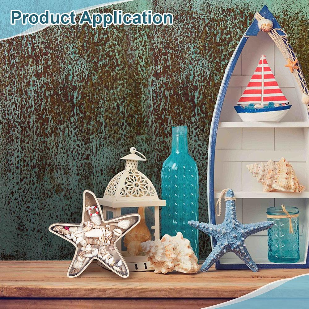1pc Ocean Poplar Wood Display Cases with Visible Acrylic Window for Loose Gemstones Shell Beads PapayaWhip Home Decoration Starfish 191x216x20mm