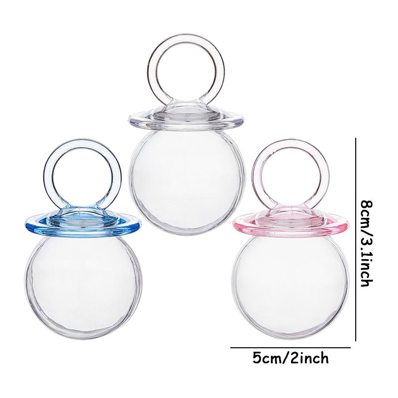 12pcs/set Transparent Plastic Wedding Candy Box Cute Pacifier Shape Storage Box Baby Shower Birthday Party Gift Packaging Box