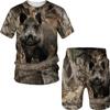 Summer Casual Camouflage Hunting Animal Wild Boar 3D T-Shirt Fashion Men's Tracksuit Short Sleeve Sportwear Men Clothing Suit